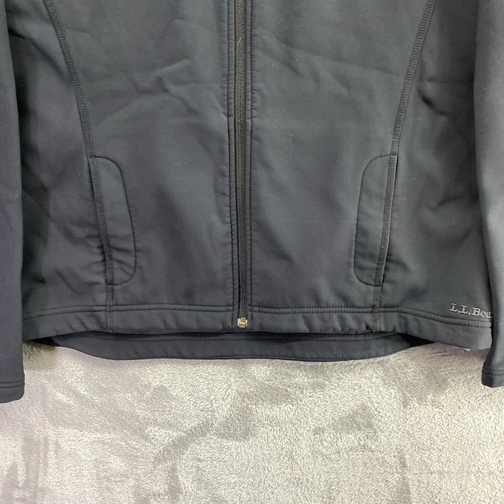 LL Bean Windproof Soft Shell Jacket Womens Large Black Full Zip Fleece Outdoor - Picture 3 of 11